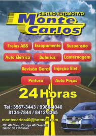 Seu carro faz parte de sua vida, faça a revisão de mais de 100 itens de segurança para seu carro no Centro Automotivo Monte Carlos, SOS 24 hs. Ligue: 61.99986.4040